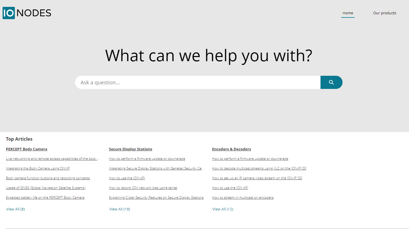 IONODES-support-center-home-page